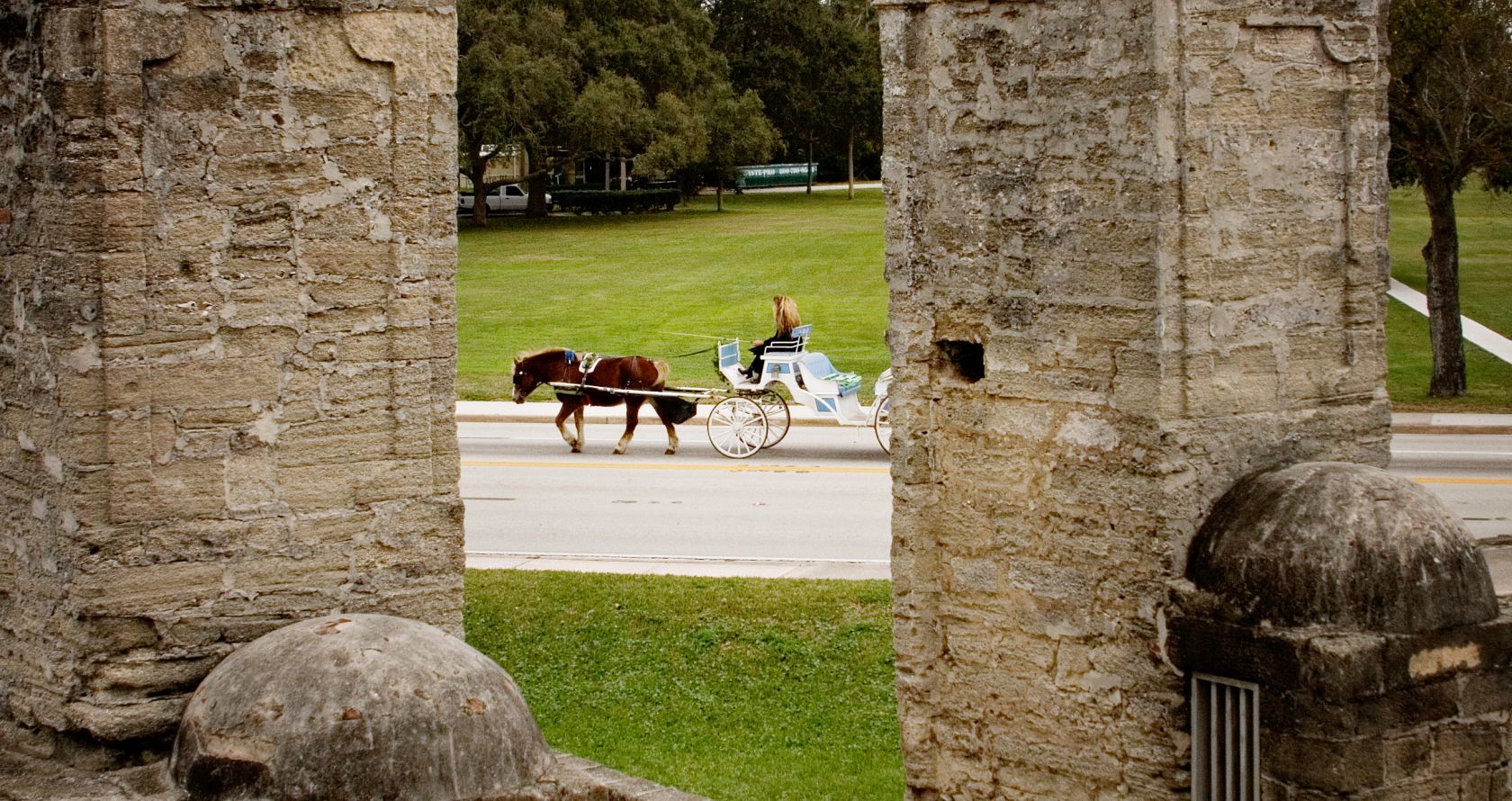 View of Horse and Buggy and the Old City Gates